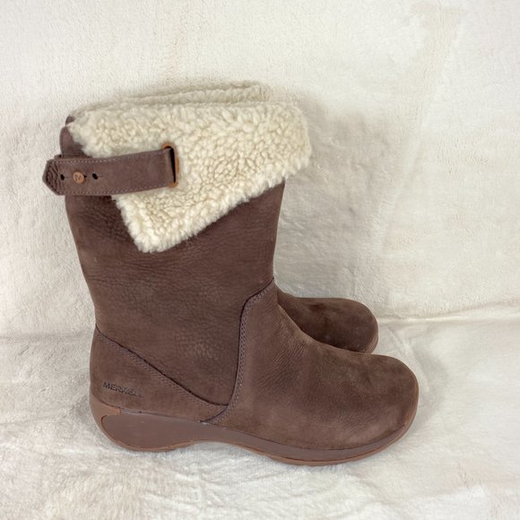 NEW Merrell Womens Encore Q2 Leather Espresso Mid-Calf Winter Snow Boots J94904 - Picture 3 of 12